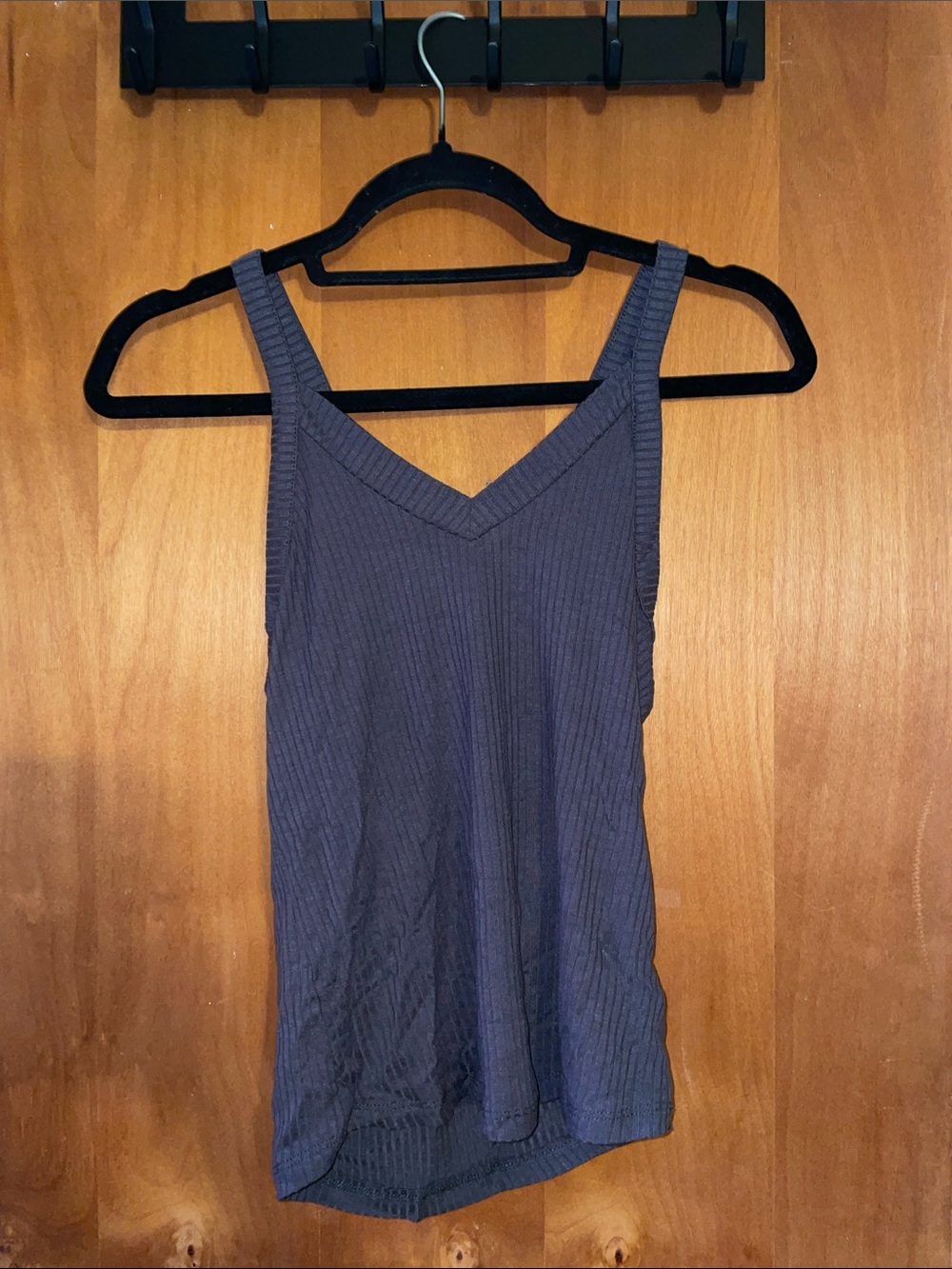 Zenana Outfitters Ribbed V-Neck Tank Top - Charcoal Gray